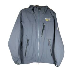 Mountain Hardwear Men's GTX Small Gray Lightweight Hooded Full-Zip Rain Jacket